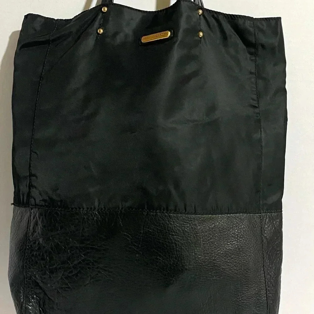 Rebecca Minkoff black nylon leather hobo handbag